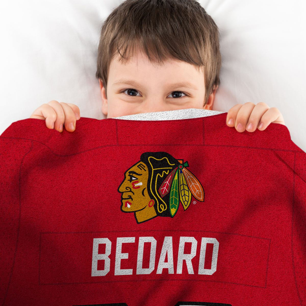 Chicago Blackhawks Connor Bedard 60” x 80”  Raschel Plush Blanket