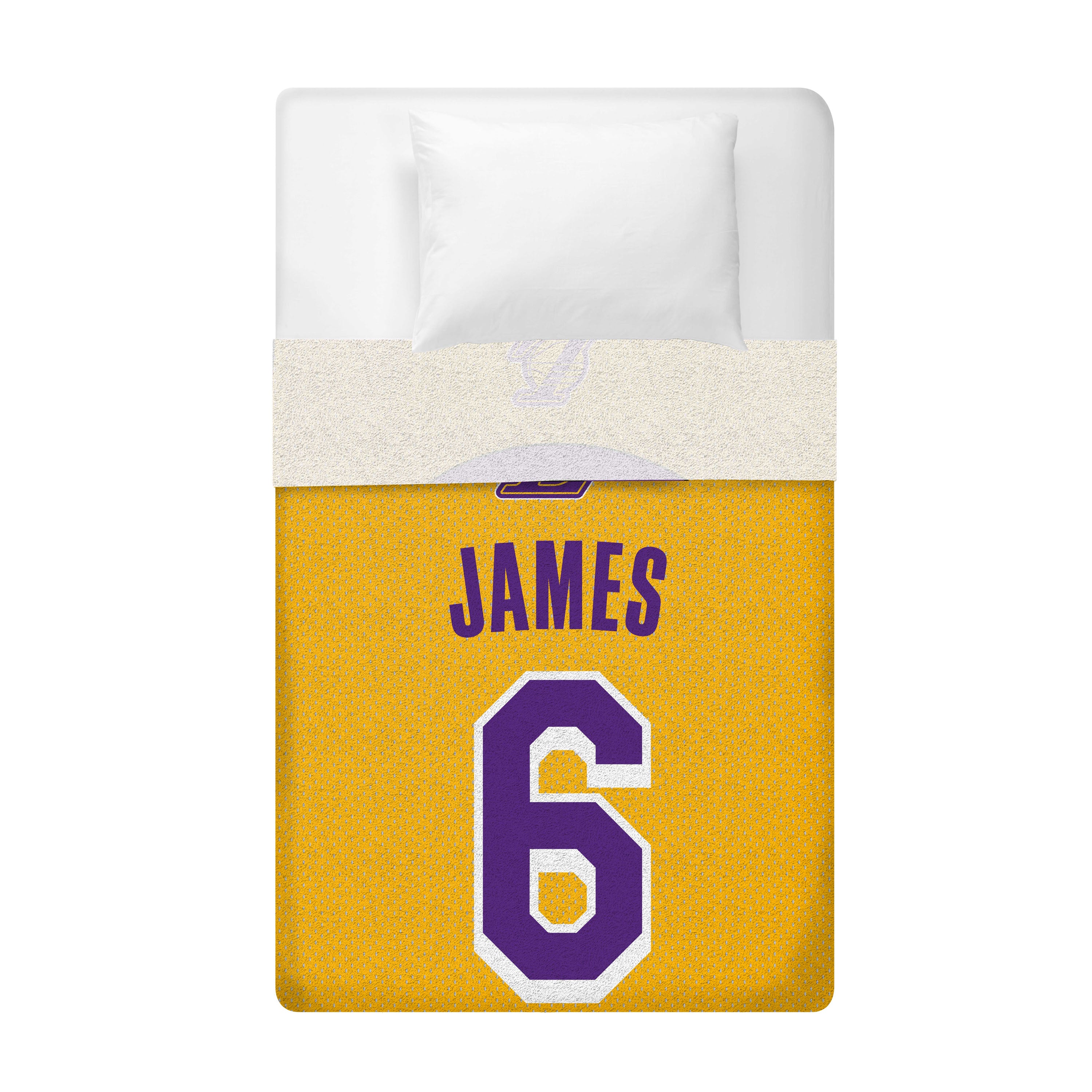 Sleep Squad Los Angeles Lakers LeBron James 60” x 80” Raschel Plush Blanket  – An NBA Jersey Throw